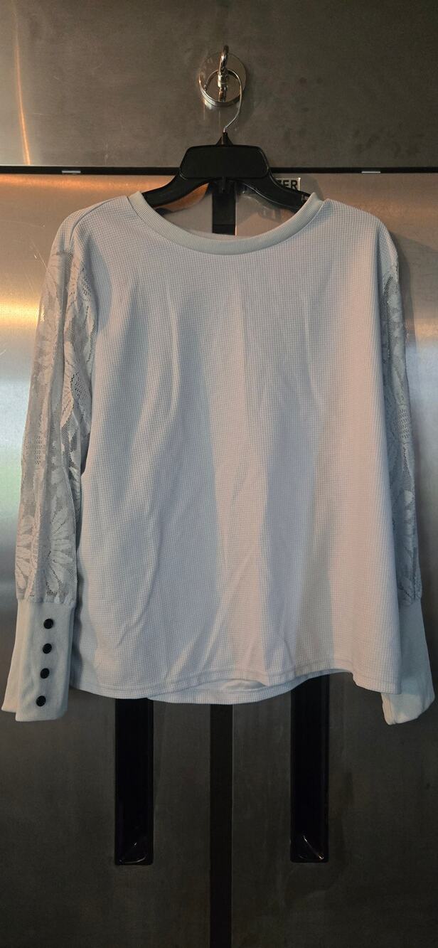 Shein Curve Button Sleeve Top Women's Plus Size 2XL White